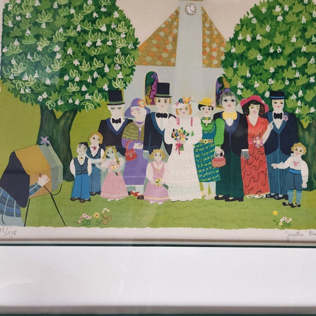 1980s 1980's La Noce De Campagne (The Country Wedding) Framed, Signed Lithograph by Josette Bardoux For Sale - Image 5 of 7