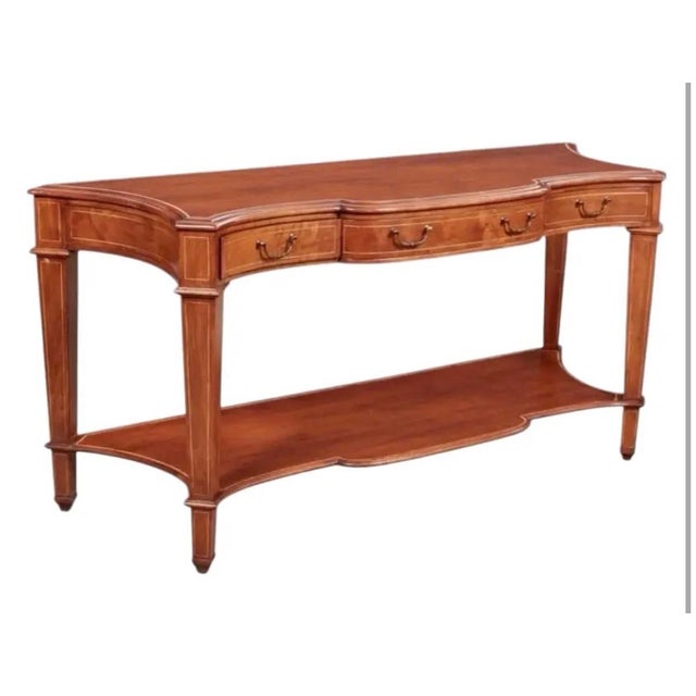 Neoclassical Vintage Dessin Fournir Neoclassical Style Mahogany Serpentine Console Table For Sale - Image 3 of 7