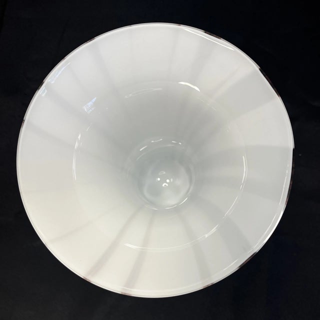 Murano Vintage Italian Murano Style Chocolate and White Blown Glass Vase For Sale - Image 4 of 6