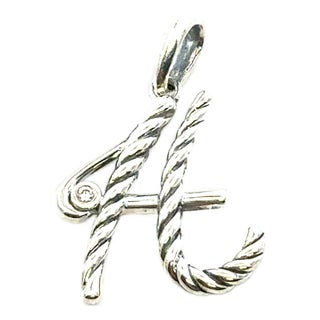 1990s David Yurman Diamond "H" Alphabet Pendant Sterling Silver Estate For Sale