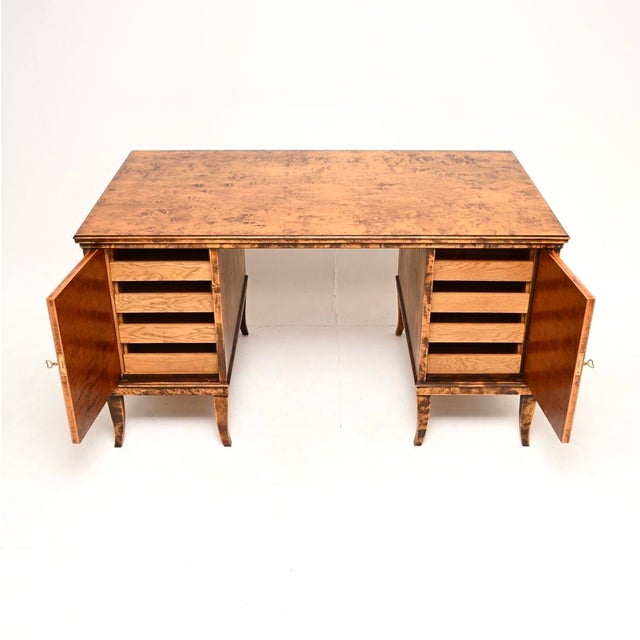 Antique Swedish Biedermeier Style Desk in Satin Birch, 1890 For Sale - Image 4 of 11