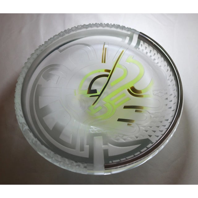 Vintage 88 Blown James Parsons Relief Art Deco Art Studio Glass Centerpiece Bowl For Sale - Image 12 of 12