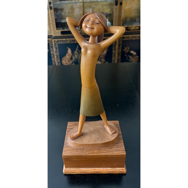 1970s Vintage Anri Siegfried Hafner Reuge "Yellow Bird" Music Box For Sale - Image 5 of 10