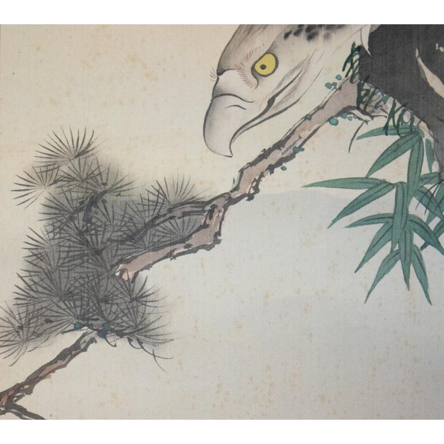 Textile "Eagle" by Imao Keinen, Meiji to Taisho Era Japanese Silk Scroll Painting For Sale - Image 7 of 18