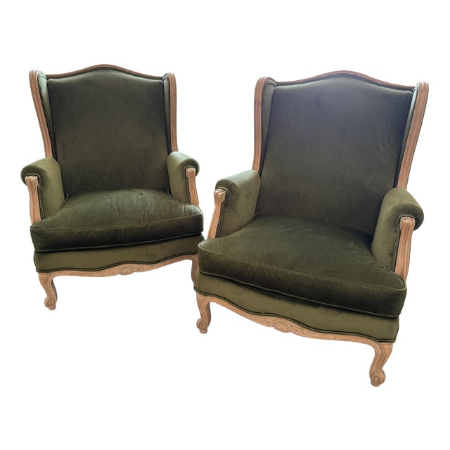 Antique French Wing Armchairs, 1880, Set of 2 For Sale