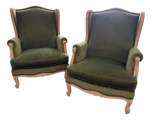 Antique French Wing Armchairs, 1880, Set of 2