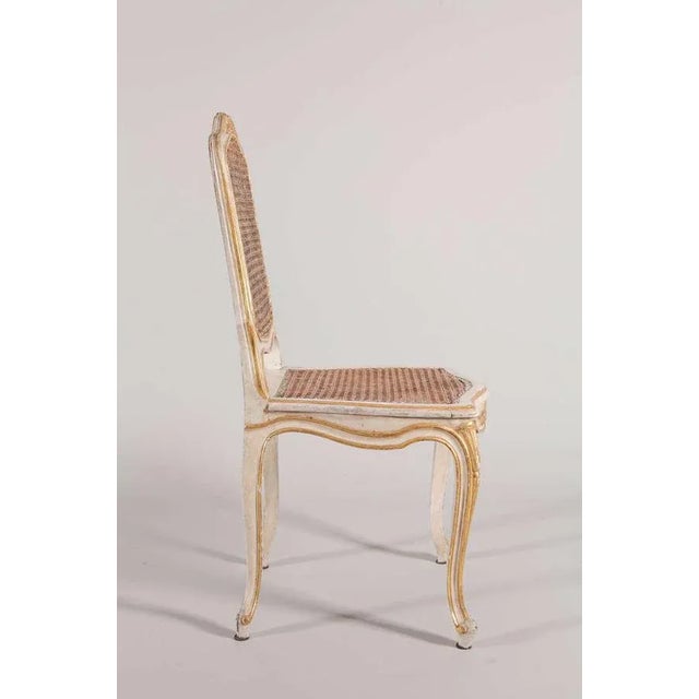 19th Century French Ivory-Painted & Parcel-Gilt Chairs, Set of 6 For Sale - Image 4 of 8