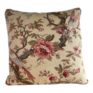 French Printed Linen Floral Pillow For Sale