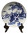 Vintage Large Blue White Scholars Students Graphic Porcelain Plate Display Art For Sale