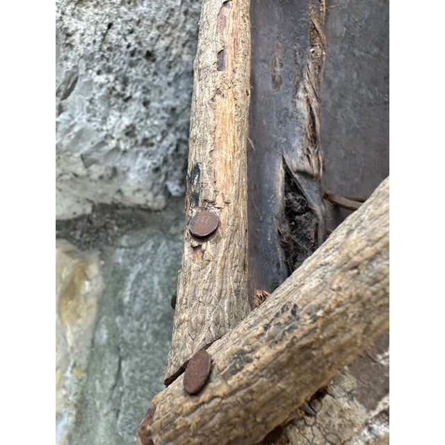 Vintage 45” Textured Bark & Wood Canoe With Leather Rawhide For Sale - Image 11 of 16