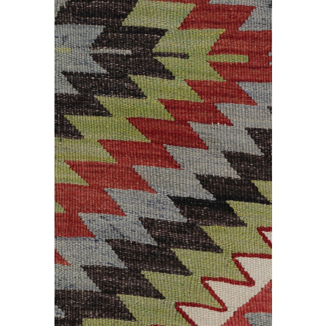 Vintage Mid-Century Esme Diamond Blue and Red Wool Kilim Rug For Sale In New York - Image 6 of 7