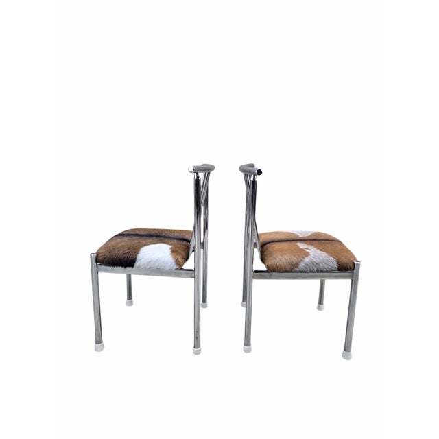Brown MCM B. Brody Chrome Spindle Back Side Chairs Newly Reupholstered – Pair For Sale - Image 8 of 12