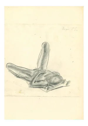 Emmanuel Gondouin, Woman at Rest, Original Charcoal Drawing, 1930s