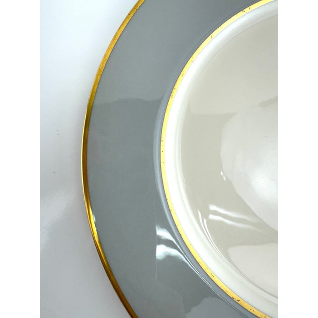 1970s Flintridge China Gray & Gold Rim Dinner Plates With Floral Center - Set of 10 For Sale In Little Rock - Image 6 of 10