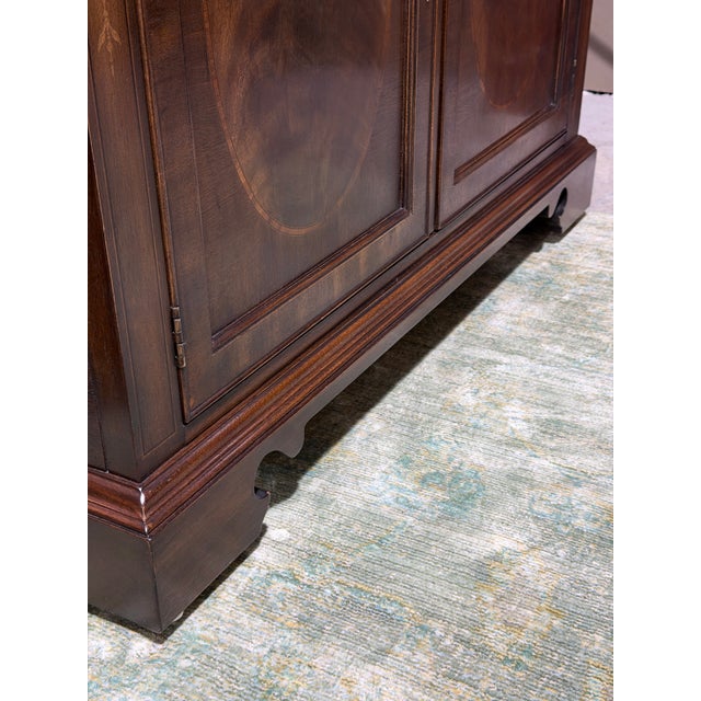 Vintage Drexel Heritage Heirloom Mahogany Federal Style Bar Server Cabinet With Inlay For Sale - Image 10 of 12