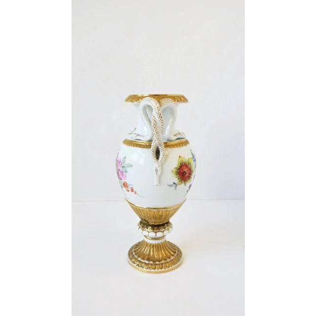 White Meissen Porcelain Urn White and Gold with Amphora Snake Handles For Sale - Image 8 of 13
