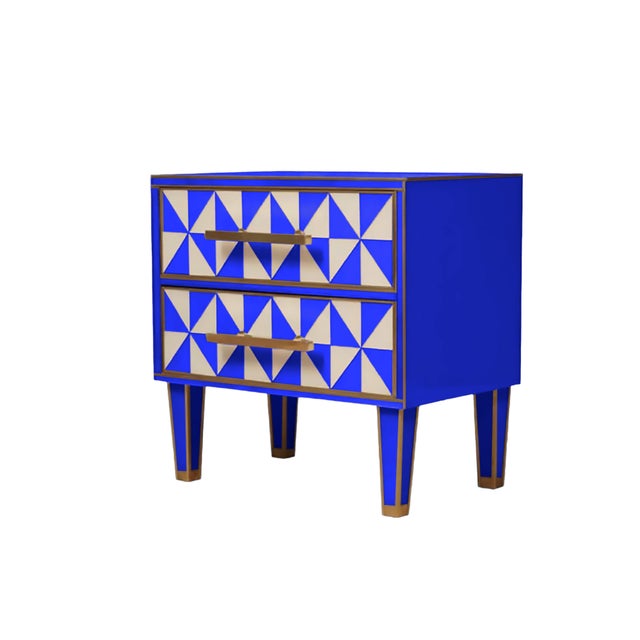 Contemporary Blue and White Optical Effect Nightstands in Murano Glass from Justfurnituress SRL, Set of 2 For Sale - Image 3 of 6