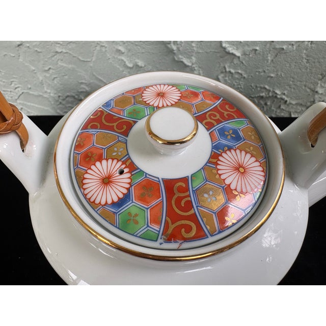 Vintage Style After Otagiri Japan Porcelain Teapot With Bamboo Handle – Imari Revival Mosaic Design For Sale In Orlando - Image 6 of 9