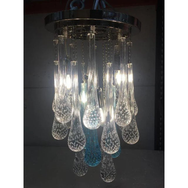 Flush mount in metal frame cromo with transparent and blue big drops by SimoEng a pair Diameter 30 cm = 11.8" height 30 cm...