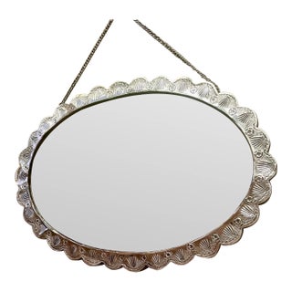 Early 20th Century 900 Coin Silver Turkish Wedding Mirror Emboss Raised Roses Shell Horseshoe For Sale