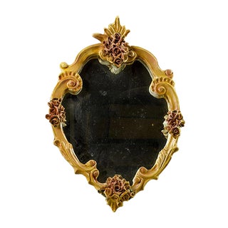 Mirror with Hand-Painted Ceramics, Italy, 1980s For Sale