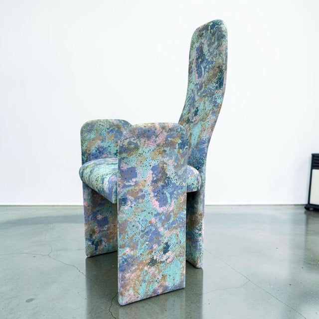 Postmodern Sculptural High-Back Dining Chairs in Abstract Upholstery, Set of 6 For Sale - Image 15 of 15
