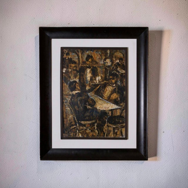 Antonio fuentes (tangier 1905 - 1995) "at the café". Oil on panel, signed lower left. A beautiful work by the great...