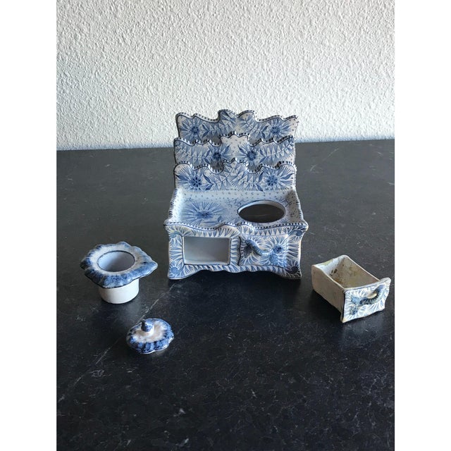 Blue & White Faience Ink Well For Sale - Image 5 of 6