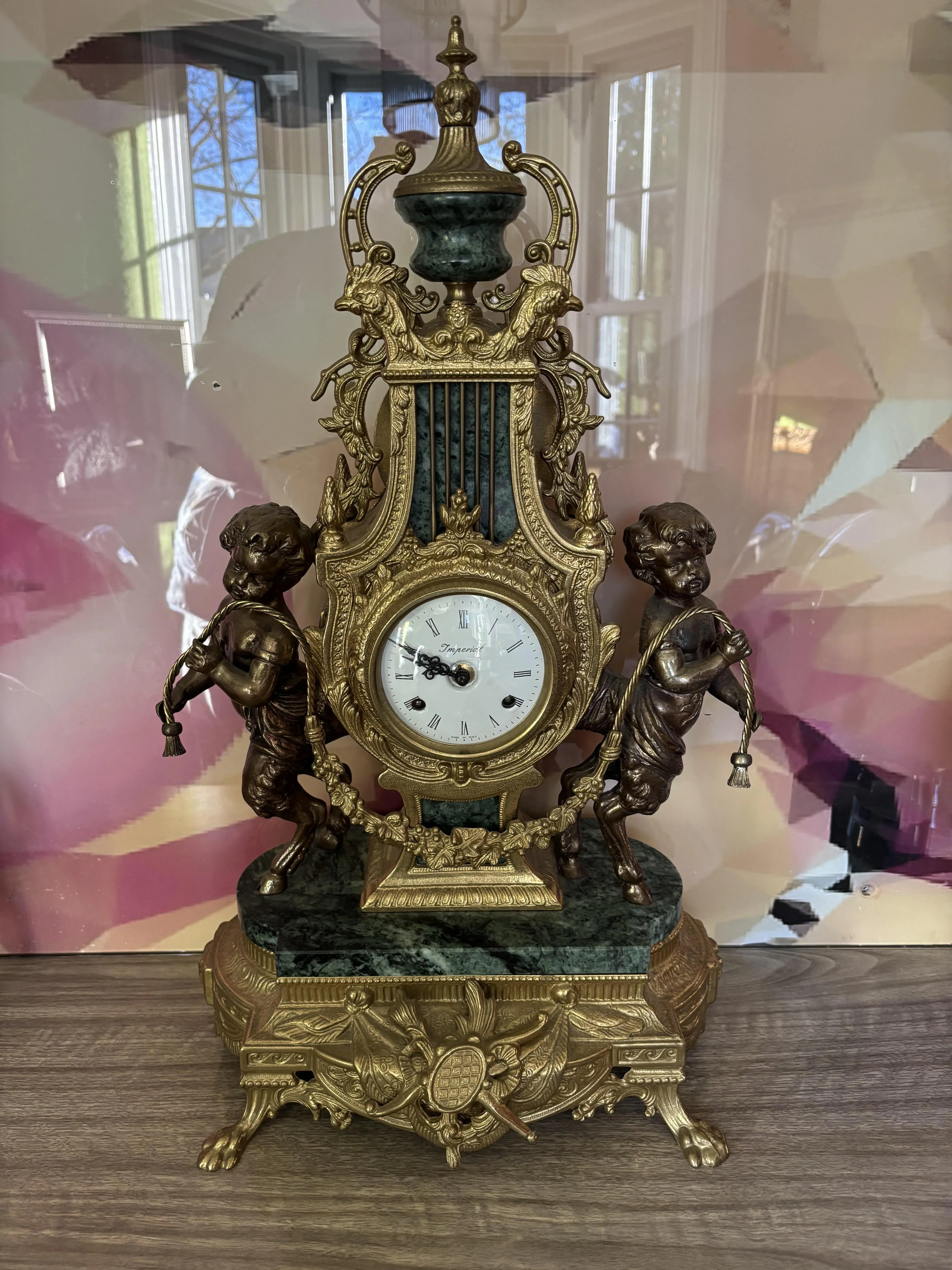 希少Rogier Rose Marble オルゴール 1969年製 Imperial Mantel Clock from Farbel Fonderie D`art, 1969 | Chairish