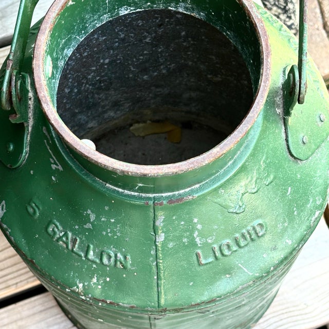 Metal Vintage 5-Gallon Galvanized Steel Petroliana Can For Sale - Image 7 of 11