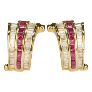 Late 20th Century Ruby & Diamond Earrings, A Pair For Sale