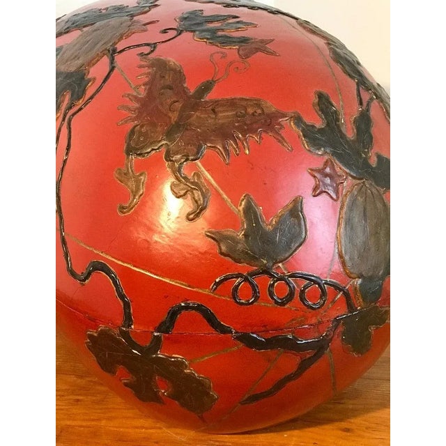 Early 20th Century Huge Japanese Red Lacquerware Gourd Motif Box For Sale - Image 9 of 12