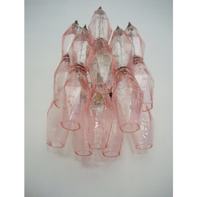 Vintage Italian Poliedri Pink Glass Wall Sconces, 1990, Set of 2 For Sale - Image 6 of 13