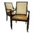Polo Ralph Lauren Classic Vintage Carved Wood Accents Arm Chairs With Traditional Cognac Leather Seats - A Pair For Sale