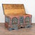 The colorful paint is all original on this large flat top pine trunk. Red, blue, yellow and white all combine in...