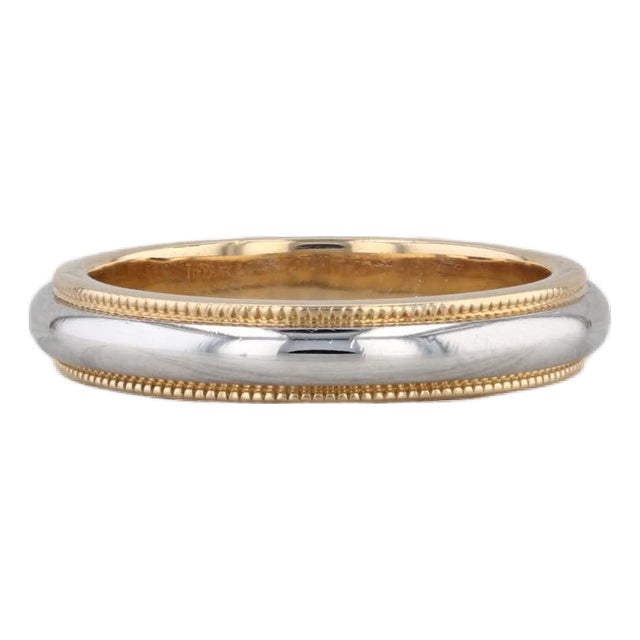 Tiffany & Co Wedding Band 18k Gold Platinum Ring 2-Toned Stackable Size 5 W/ Box For Sale