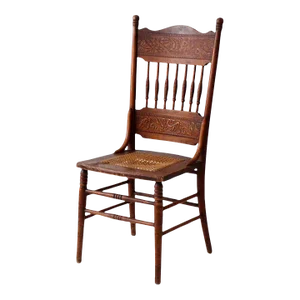 Antique Pressed Back Chair With Cane Seat