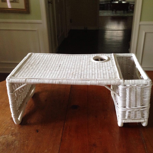 Vintage White Wicker Bed Tray Chairish
