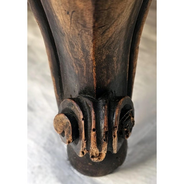 Antique French Louis XV Walnut Buffet Sideboard Curved Front Carved C1900s For Sale - Image 12 of 17