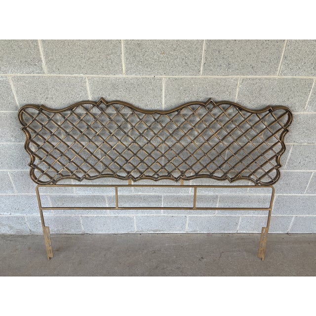 Description: Hollywood Regency Cast Iron French Style Queen Headboard. High Quality Craftsmanship, Original Finish. Normal...