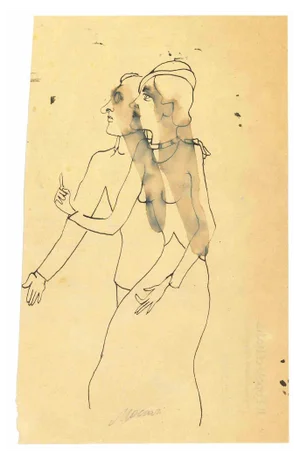 Mino Maccari, The Couple, Original Drawing, 1950s