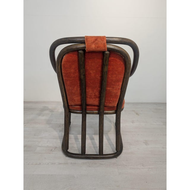 Brown Vintage Upholstered Rattan Armchair For Sale - Image 8 of 18