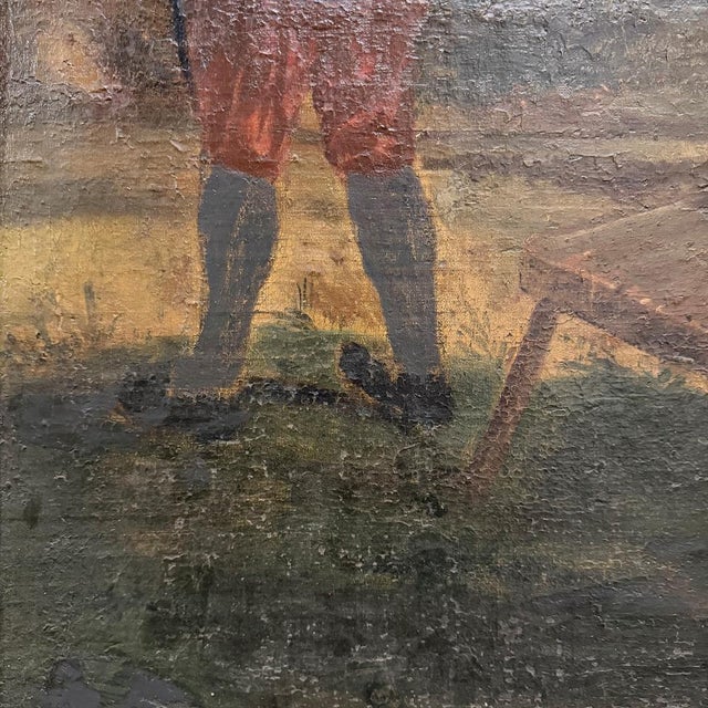 18th Century French Breton Boiserie Panel Oil on Canvas in Napoleon III Frame For Sale - Image 15 of 16