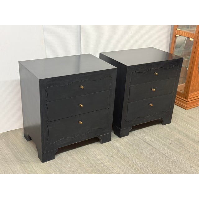 Scalloped Drawer Nightstands, Pair For Sale - Image 9 of 12