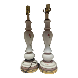 Antique Milk Glass Table Lamps - a Pair