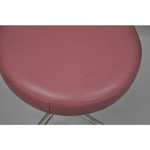 Vintage Chrome Pink Vinyl Adjustable Work Stool | Chairish