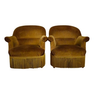 20th Century Velvet Toadstool Armchairs For Sale