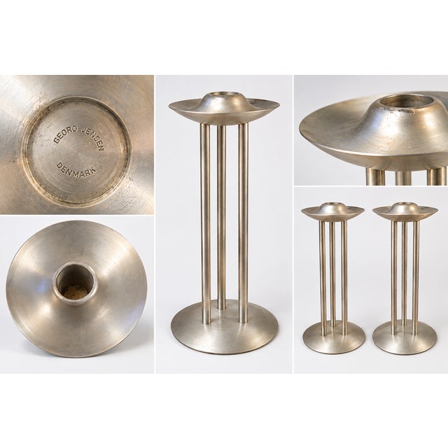 Pair of Vintage Georg Jensen Denmark Candle Holders – Scandinavian Modernist Metal Candlesticks An elegant pair of vintage...