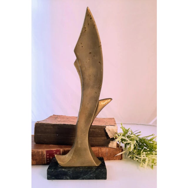 Vintage Brass Brutalist Abstract Mid Century Bird Sculpture For Sale - Image 4 of 11