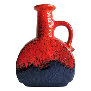 Red & Blue Fat Lava Vase from Dümler & Breiden, 1970s For Sale